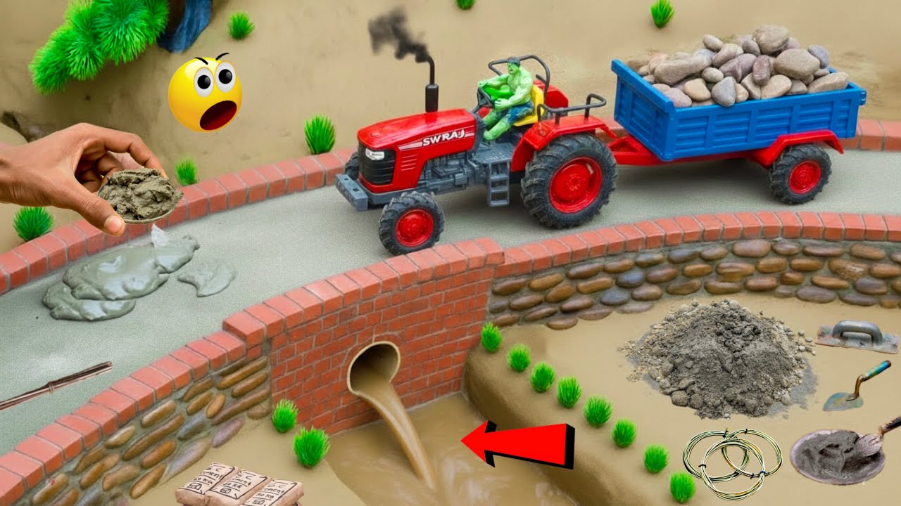 Diy Mini Tractor Making Real Concrete Bridge and Road | Construction Science Project @AdgeCreator