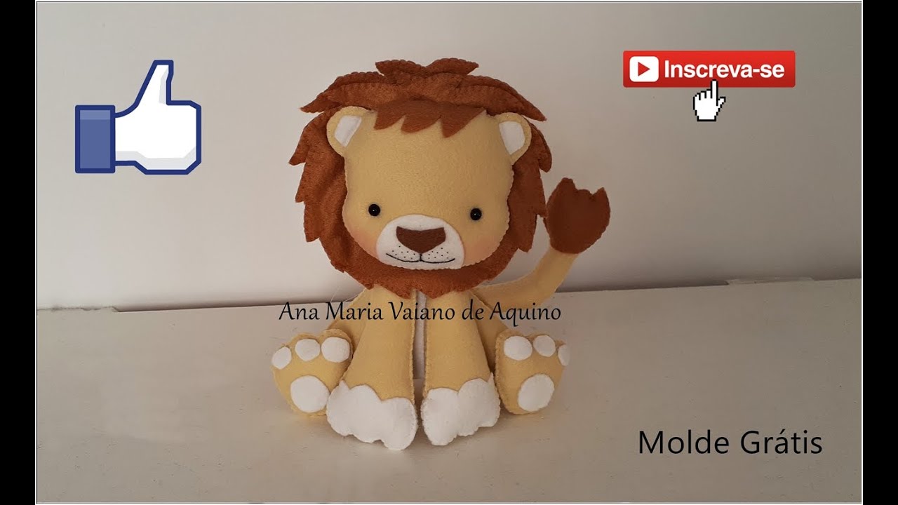 Leão em Feltro com Molde e Passo a Passo