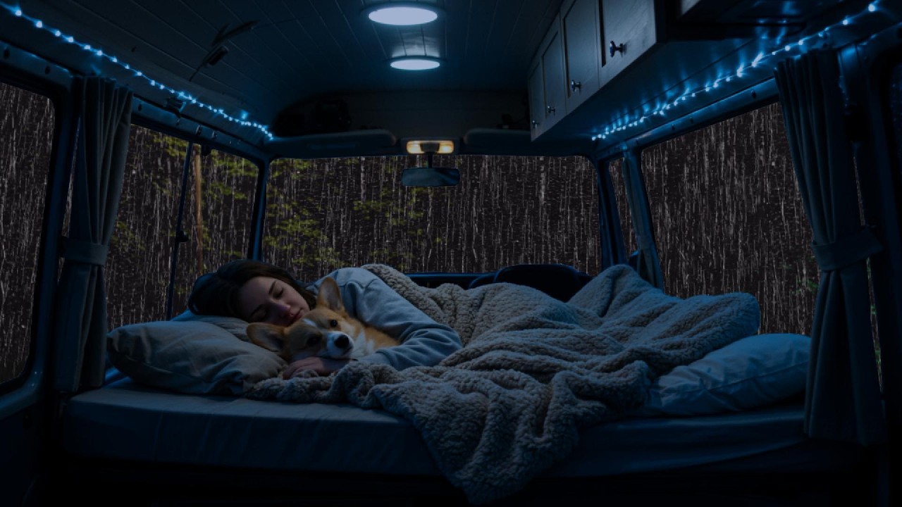Relaxing Rain & Thunder on Cozy Car ⛈️ Deep Sleep Sounds for Anxiety Relief & Calm Night Ambience