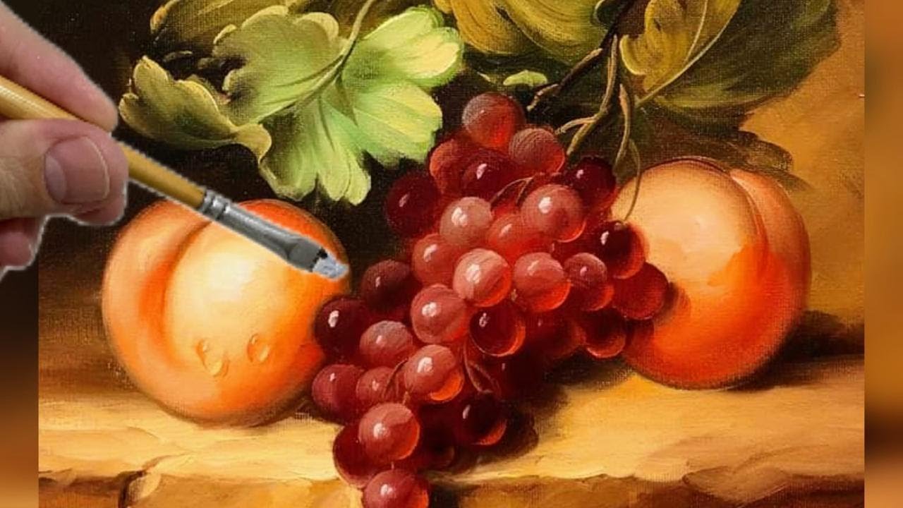 ВИНОГРАД И ПЕРСИК / ПОКРАСКА ШАГ ЗА ШАГОМ