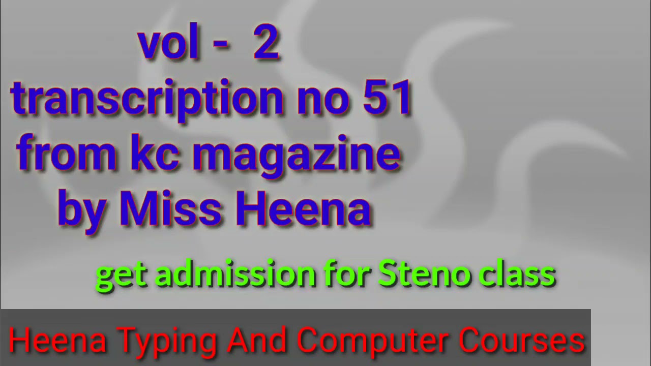 Steno Speed Dictation 80 WPM #MissHeena Online Class Admissions Open (Hindi and English) #Steno #SSC