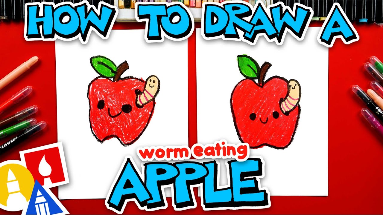 How To Draw A Worm Eating An Apple