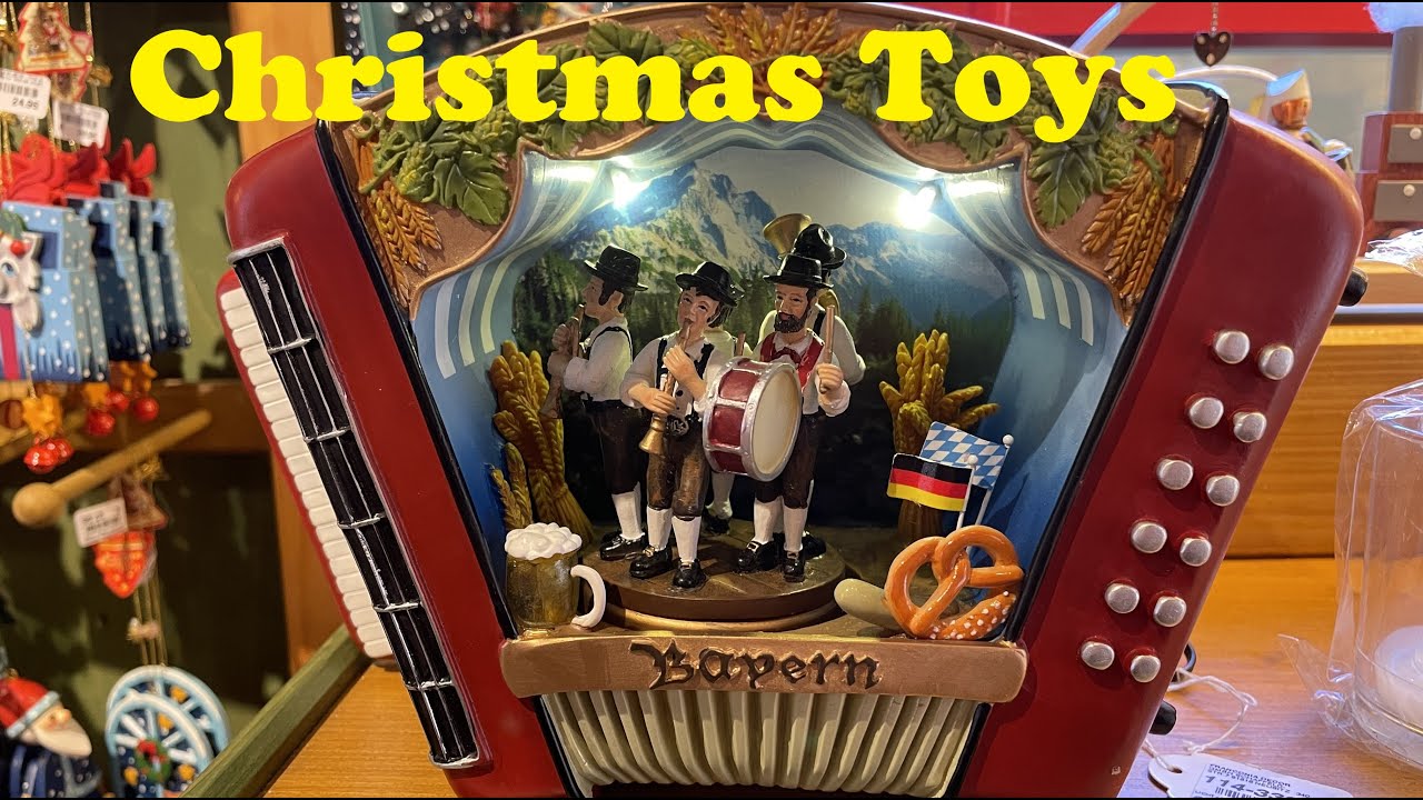 Christmas tree decorations, toys, gifts and souvenirs at Christmas Market in Innsbruck, Austria.