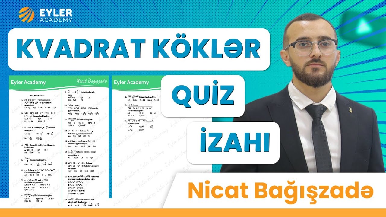✅❗️👉🏻KVADRAT KÖKLƏR QUİZ İZAHI!!!/NİCAT BAĞIŞZADƏ