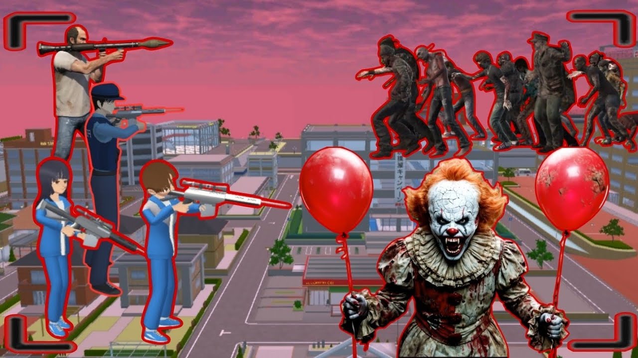 DEFEAT! Yuta and Police VS Crazy Zombies and IT Clown! (Epic Battle)