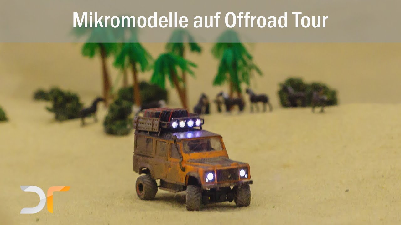 Mikromodelle auf Offroad Tour in der Wüstenoase, RC 1:87