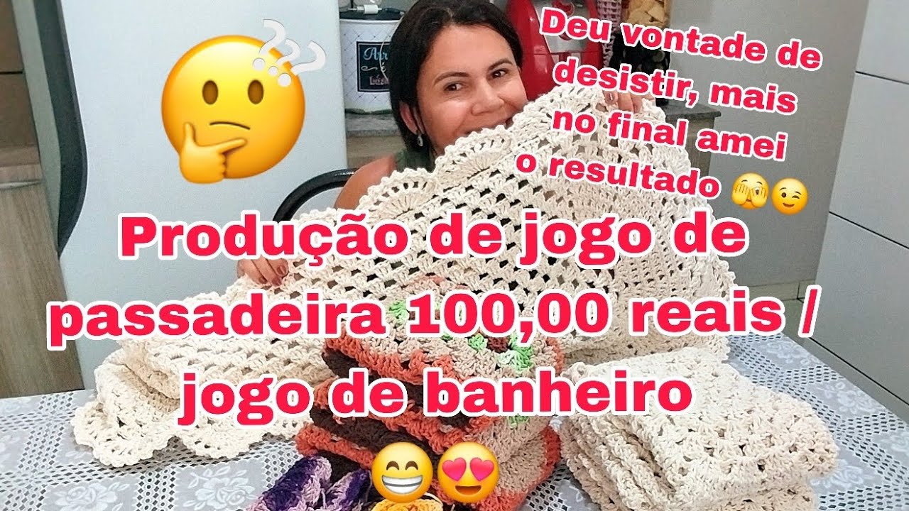3/50 jogo de banheiro  de 80,00 reais combinação perfeita 🤎/jogo de passadeira 🤔#croche #crochê