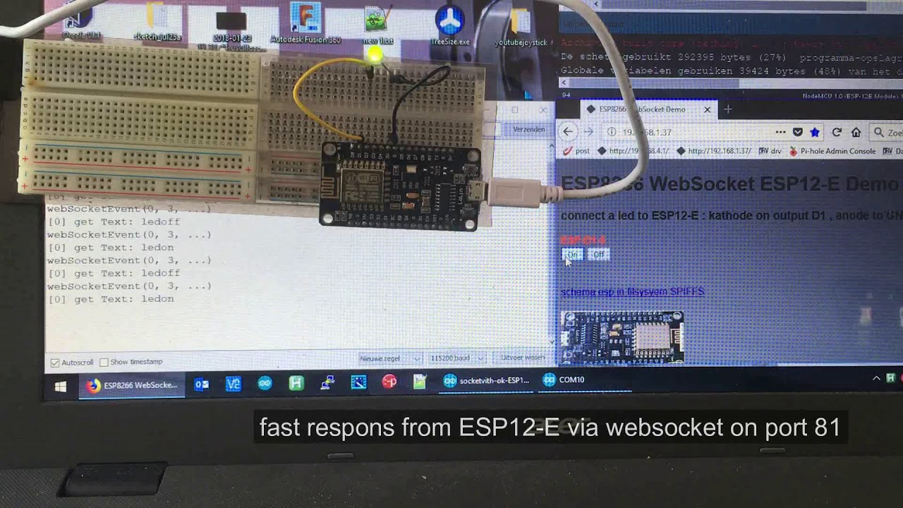 how to control led with live status in browser via socket on ESP8266 12E