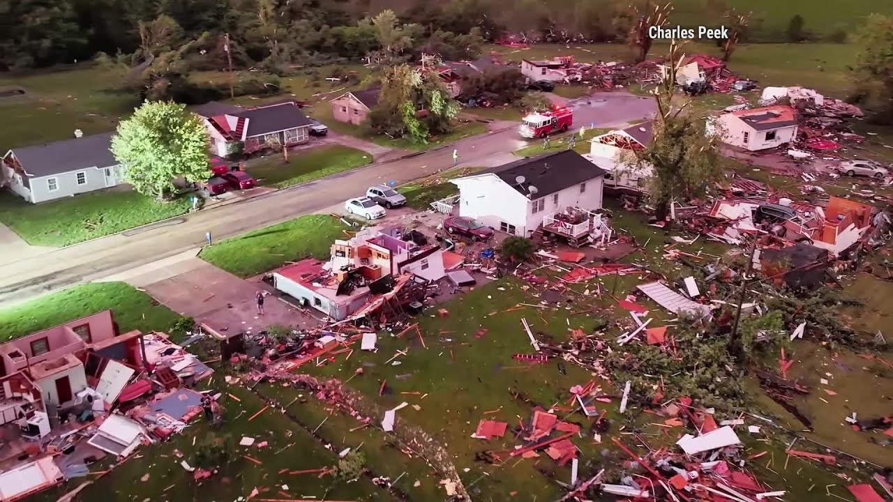 Tornado Demolishes Homes in Streator, Illinois (Drone Video)