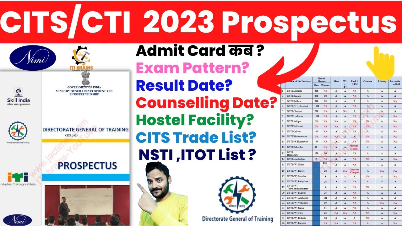 CITS/CTI Admission Process 2023, CITS PROSPECTUS 2023 by NIMI,CITS New Update 2023,CTI Entrance 2023