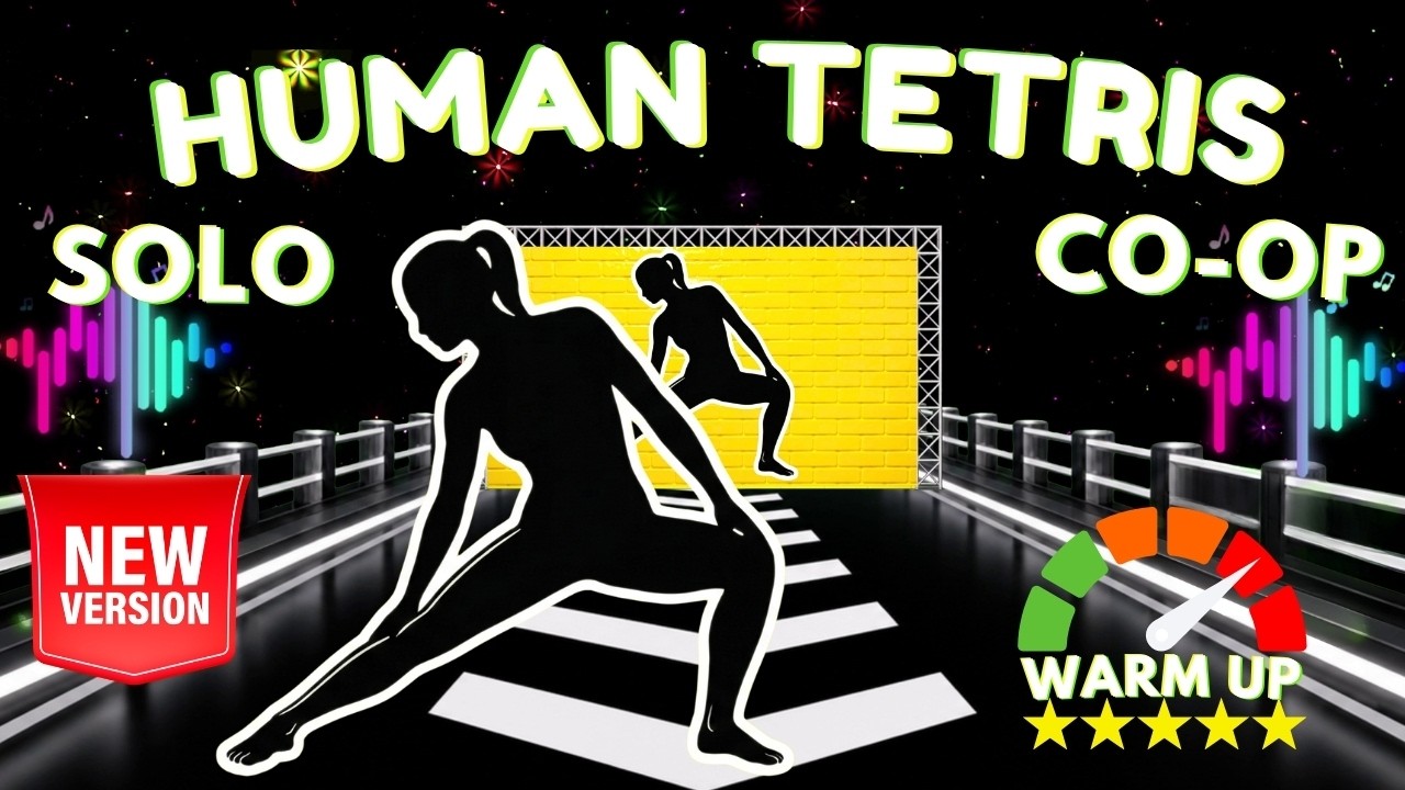HUMAN TETRIS SOLO 🔥 | 4K Immersive Fitness Game | Easy Full Body Warm Up | Interactive Workout