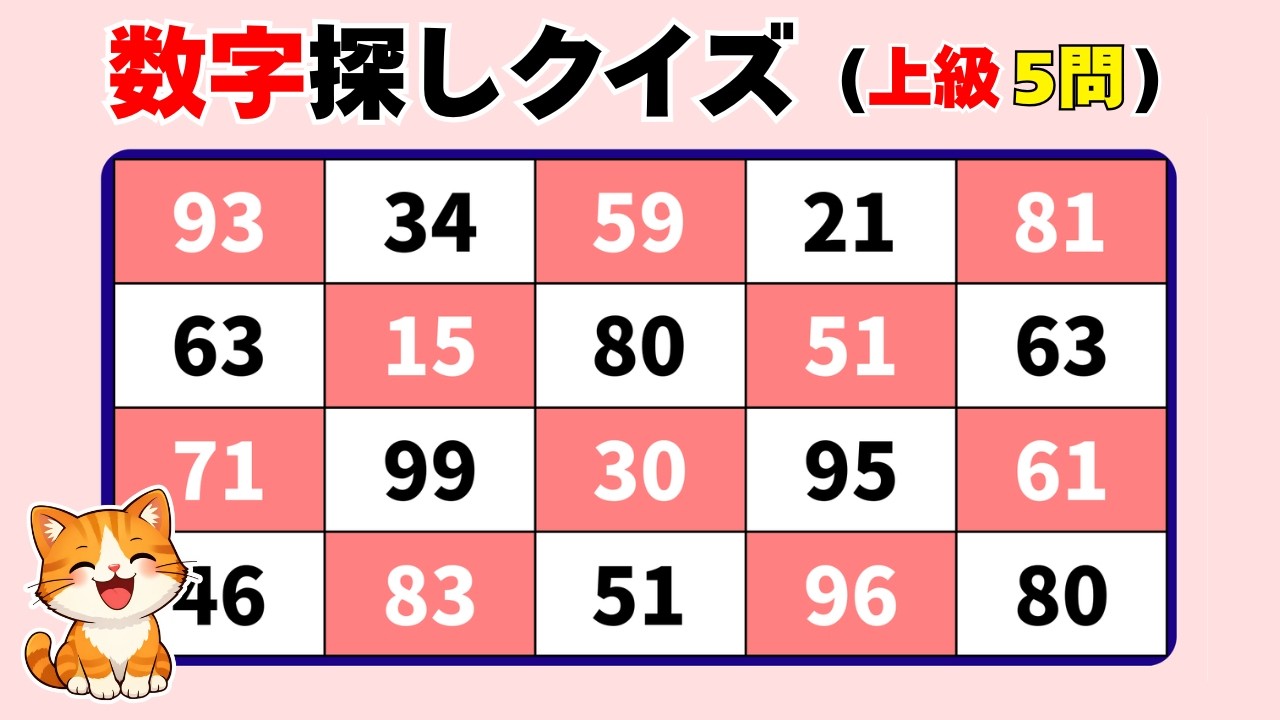 【脳トレ018】静かに燃える観察力勝負【高齢者向け】🌸同じ数字探しクイズ 🌸