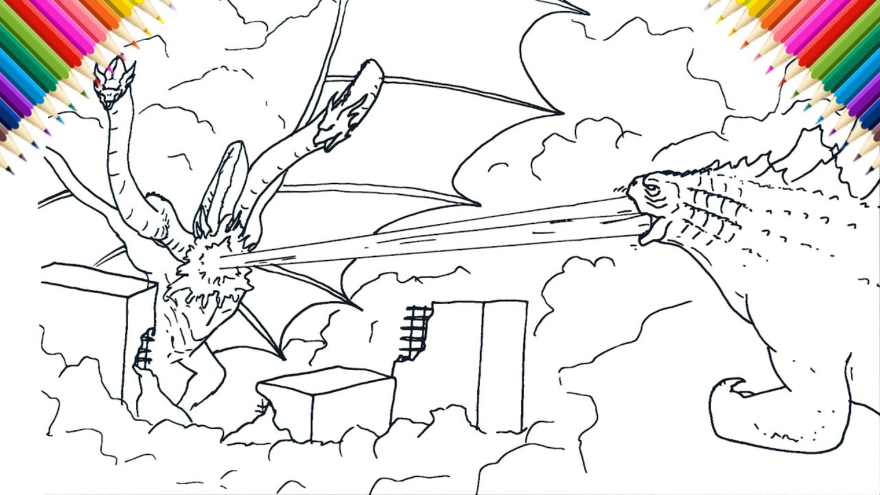 Godzilla Atomic Breath vs King Ghidorah How to Draw