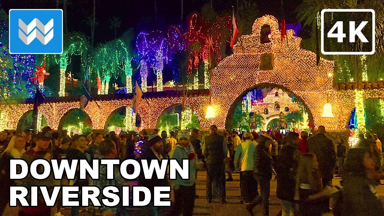 Mission Inn Festival of Lights in Downtown Riverside, CA | Night Walking Tour 【4K】