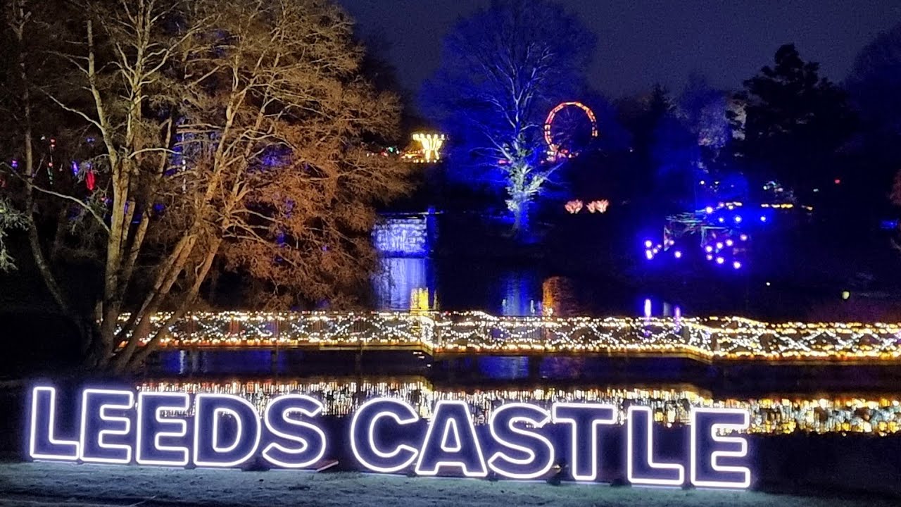 Leeds Castle Lights Trail walk through, Kent. December 2024.