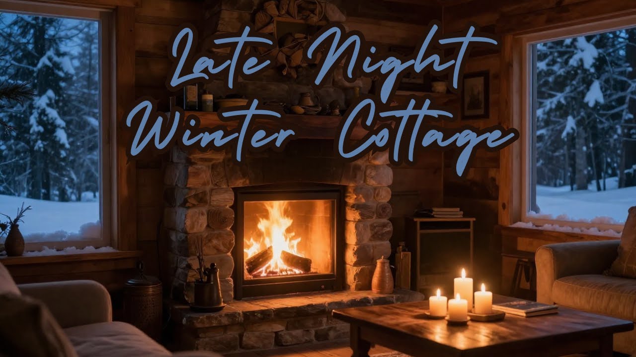 Dreamy Winter Lofi ❄️ Cozy Cottage Piano & Fireplace Ambience for Sleep