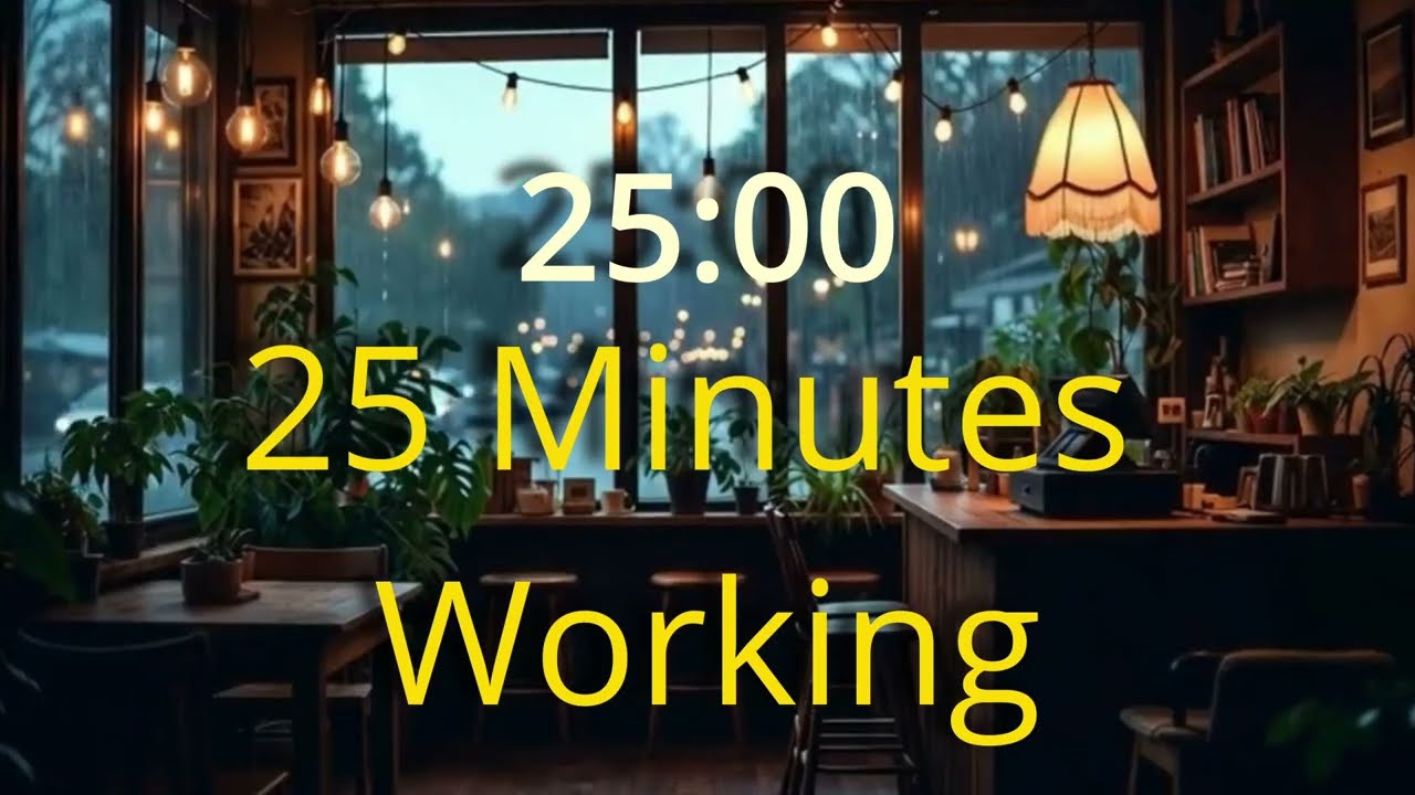 Focus Horizons: Real-Time Pomodoro Timer (25/5) with Lofi & Rain 🌧️  (No Interruptions)