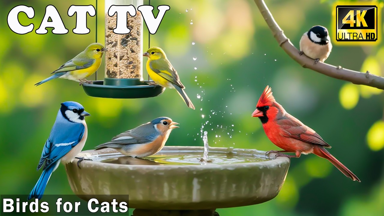 Relaxing CAT TV: Beautiful Garden Birds & Colorful Birds for Relaxed & Happy Cats when Home Alone