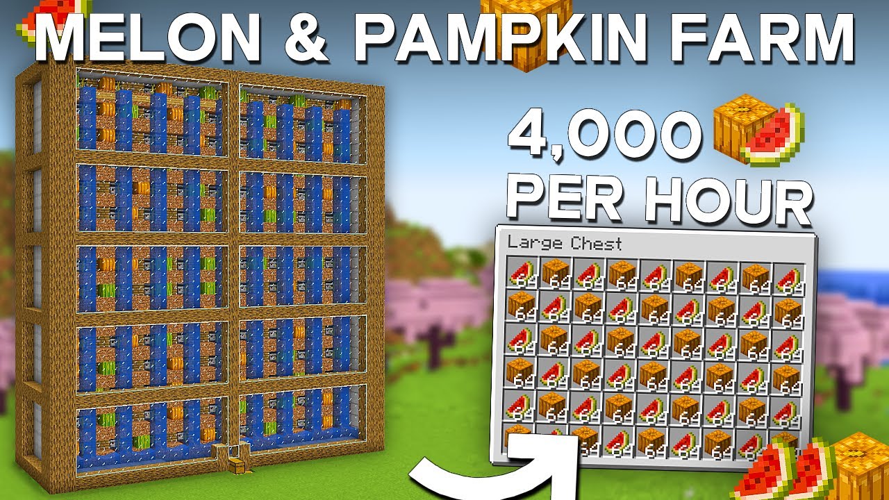 Minecraft Automatic Melon & Pumpkin Farm 1.21 - 4,000+ Per/h