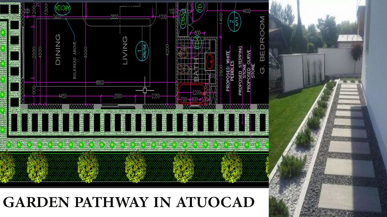 AUTOCAD GARDEN PATHWAY DESIGN IN AUTOCAD-DRAWINGS SOLUTION