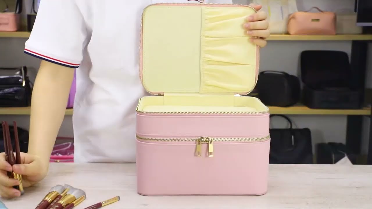 Chic Pink Double - Layer Makeup Bag Style Meets Function