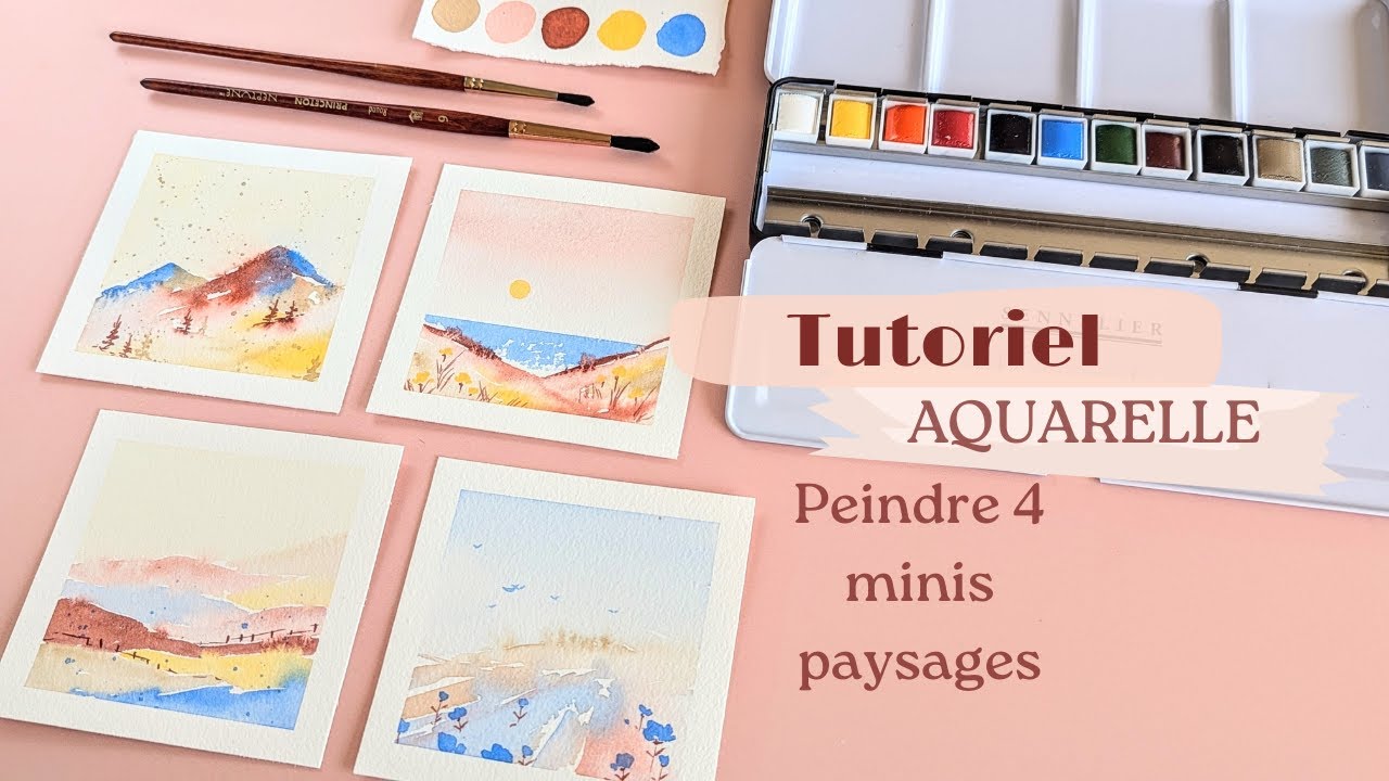 [TUTO AQUARELLE FACILE] 4 minis paysages pour découvrir une palette de couleurs