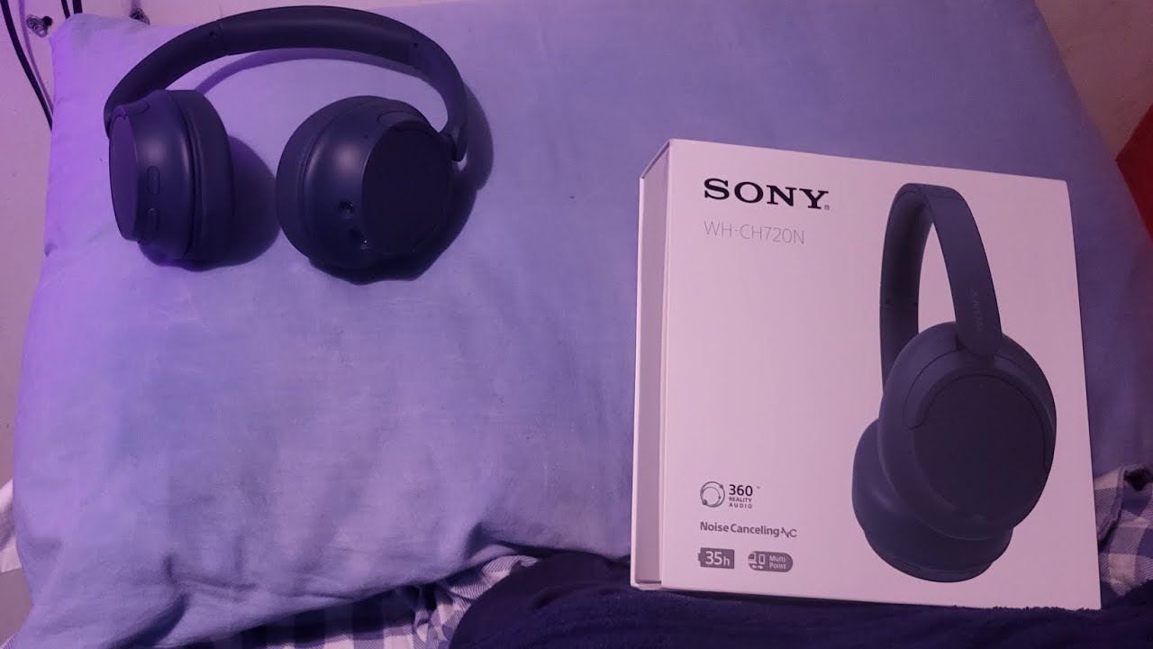 Sony WH-CH720N blue wireless Bluetooth and wired noise cancelling headphones unboxing and app setup.