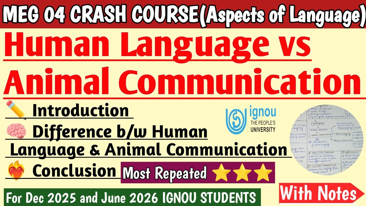 Difference Between Human language and Animal Communication  | IGNOU MEG 04 | Aspects of Language 