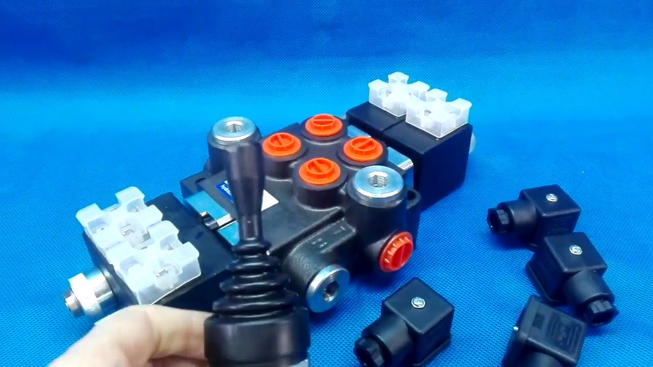 MONOBLOCK HYDRAULIC VALVE BADESTNOST 2 SECTIONS 50 L/MIN 21 GPM 12V + JOYSTICK ON/OFF