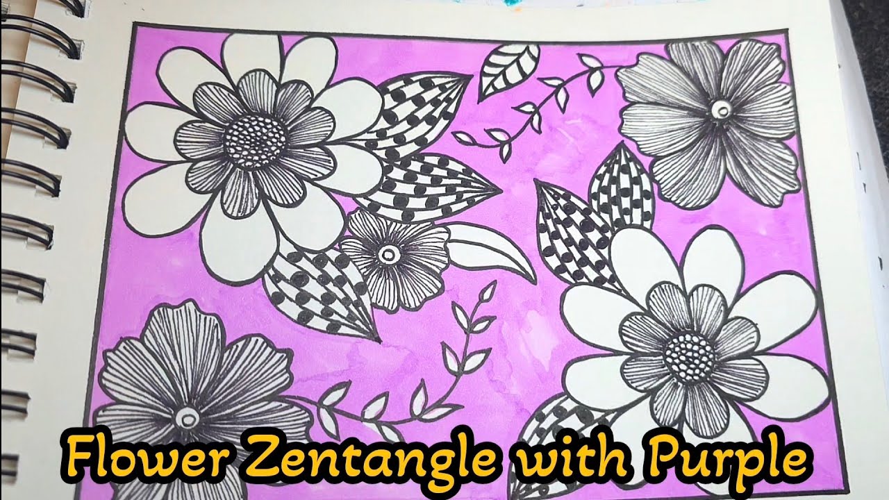 Flower Zentangle Art 💜 #doodleart #drawing #satisfying 
