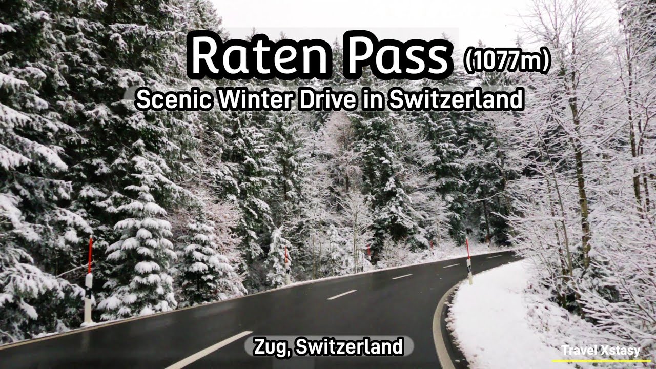 Driving in Switzerland | Raten Pass | Winter drive | Scenic roads | Snow | Zug | Switzerland