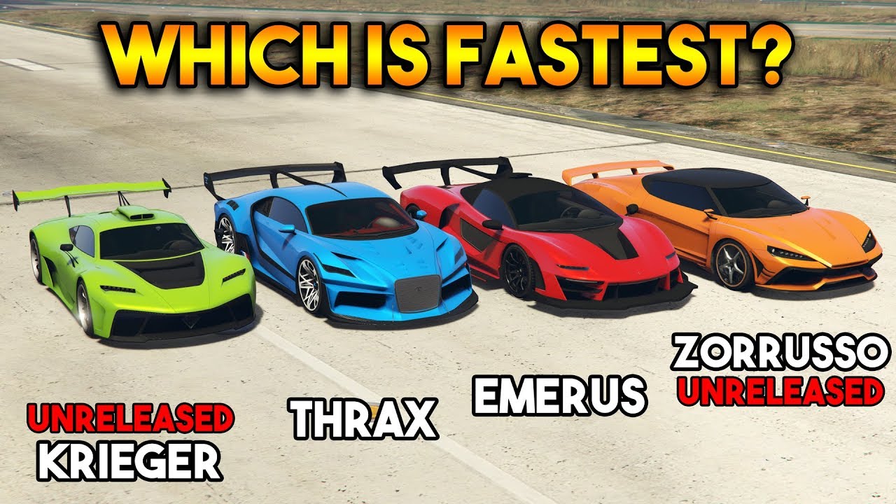 GTA 5 ONLINE : EMERUS VS KRIEGER VS THRAX VS ZORRUSO (WHICH IS FASTEST?)