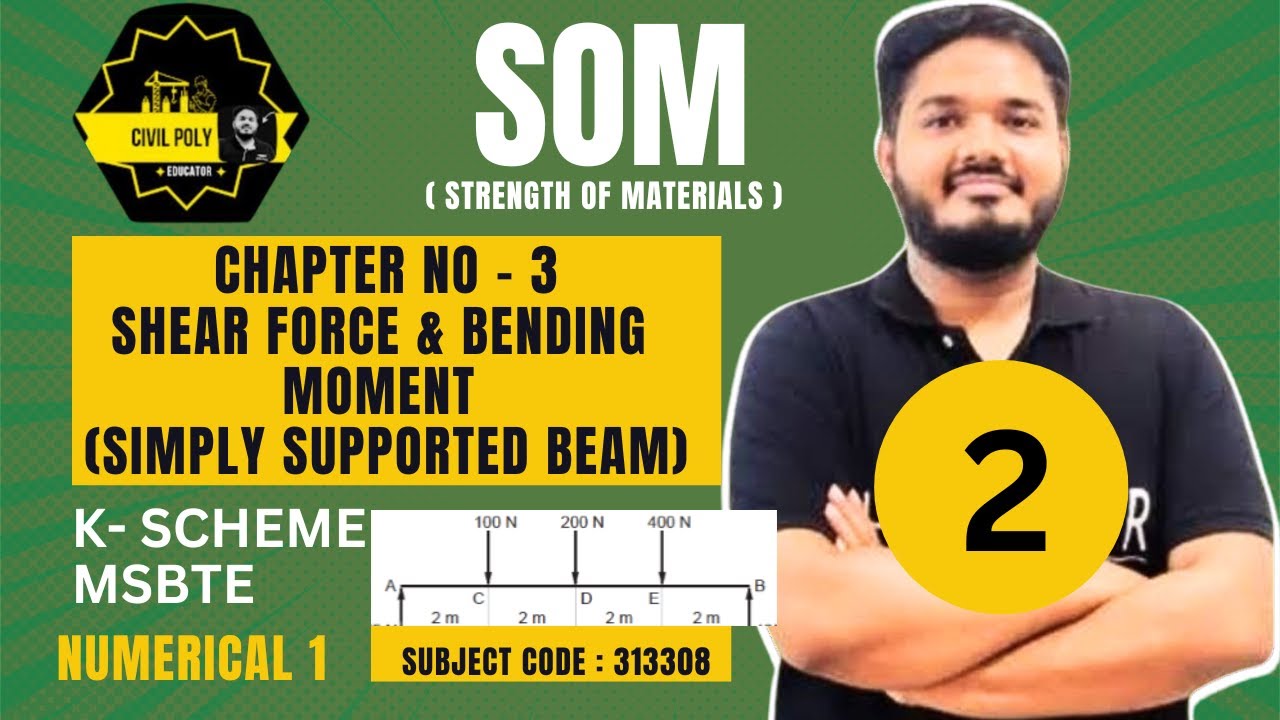 CH-3 Shear Force and Bending Moment ( Simply Supported Beam ) Numerical 1 | SOM | 313308 | K SCHEME