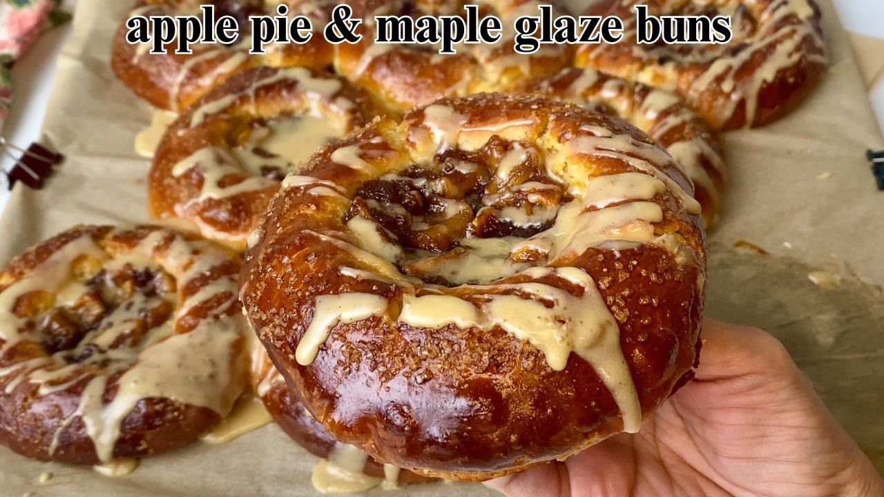 fluffy, Gooey Apple Pie Maple Glaze Buns| Bakery-style