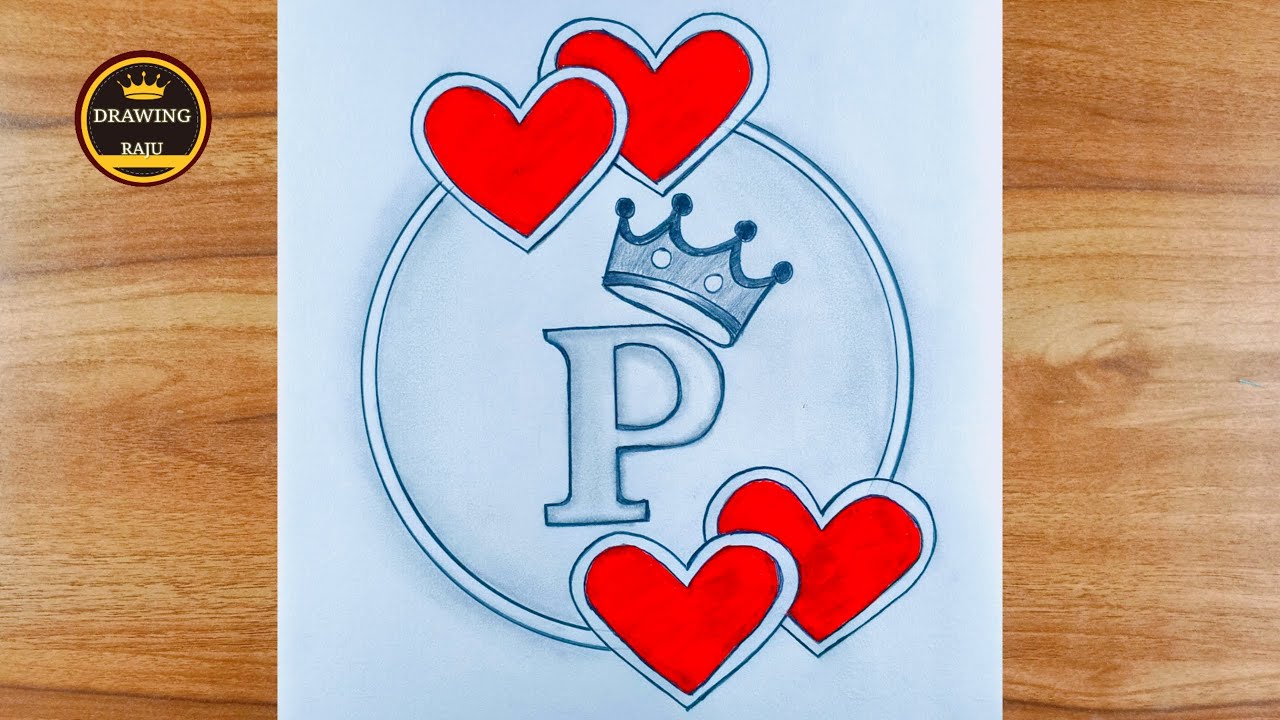How to Draw ❤️P letter drawing|| simple P letter circle drawing with pencil sketch art video