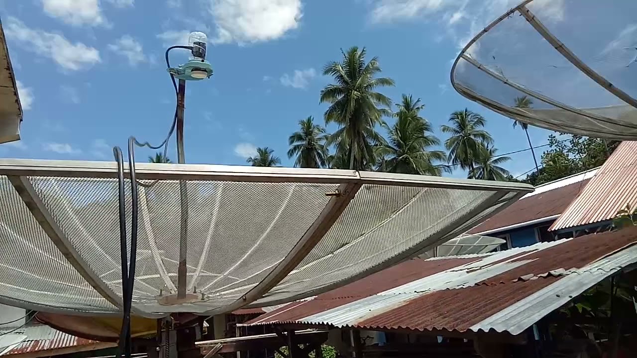 percobaan memakai lnb ku band dengan menggunakan parabola jaring.