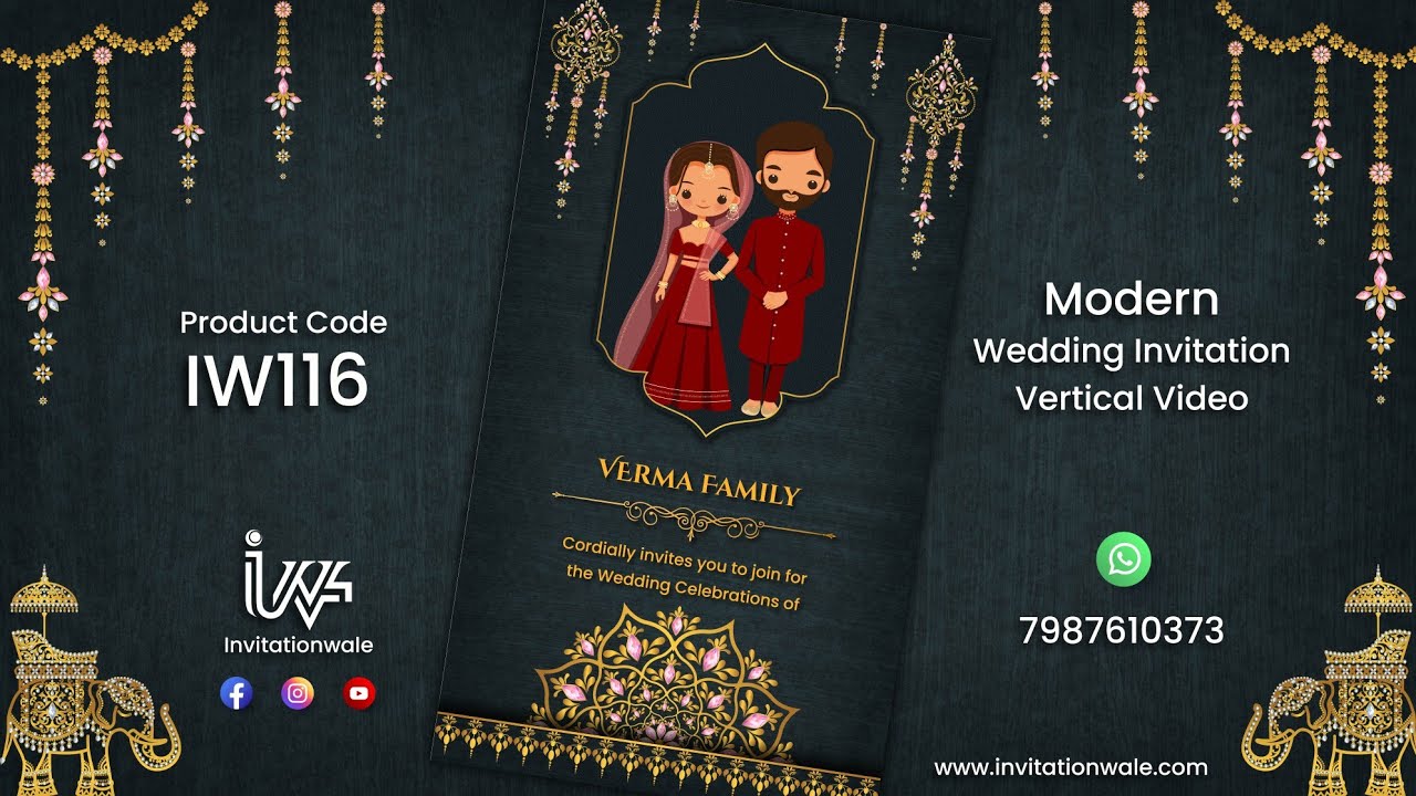 Modern Indian Digital Wedding Invitation Video || Vertical Save The Date || IW116