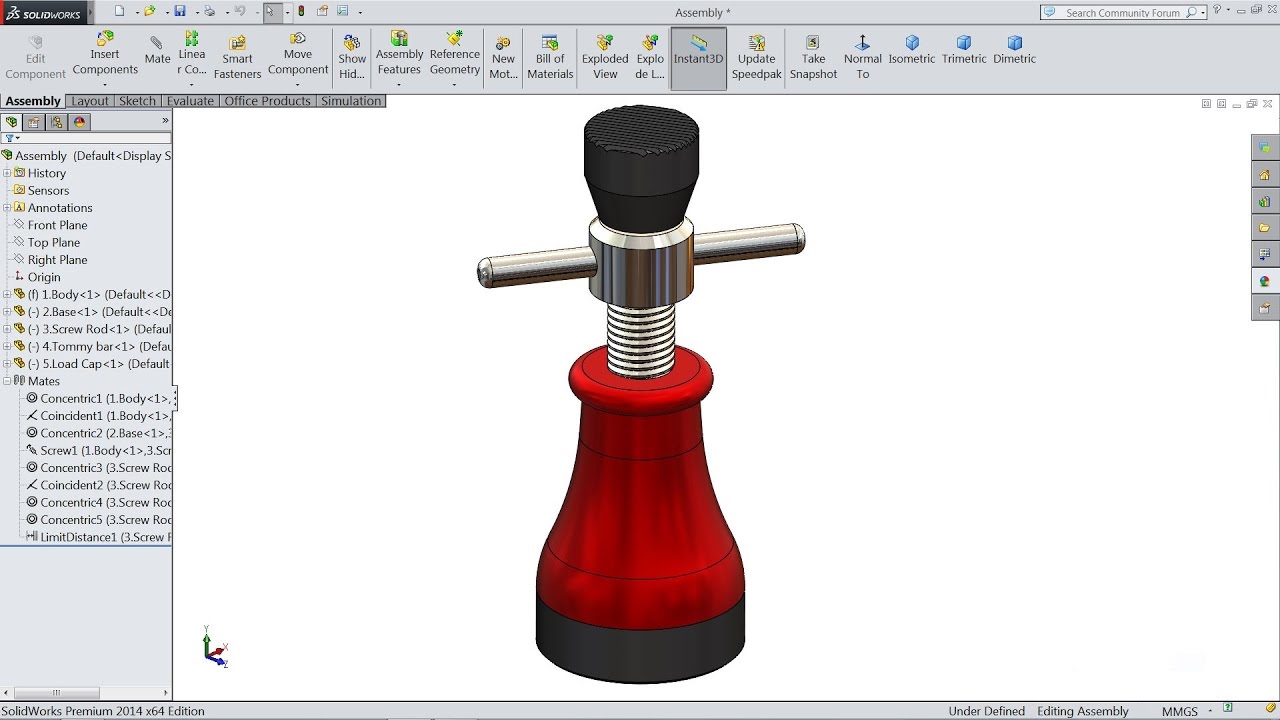 Solidworks tutorial | Sketch Screw Jack in Solidworks