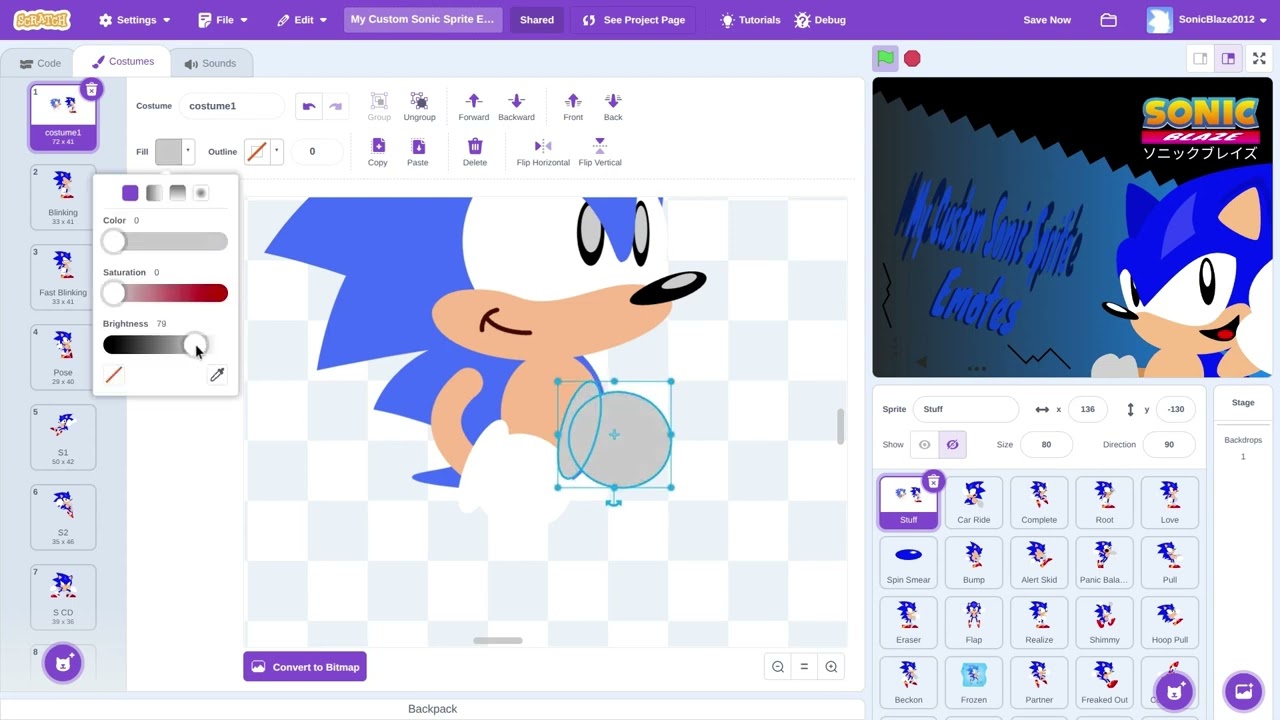 How To Create a Sonic Vector Sprite on Scratch