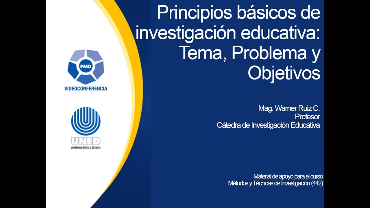 Principios básicos de investigación educativa: Tema, Problema y Objetivos