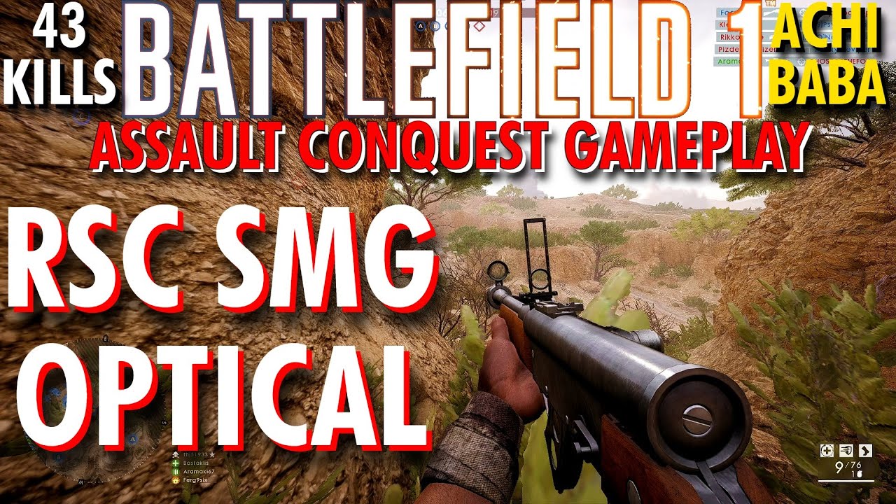 Only 9 Bullets Per Magazine... RSC SMG Optical Gameplay - Battlefield 1 Conquest No Commentary