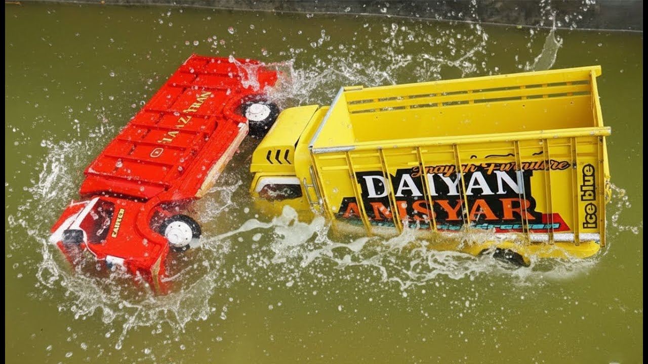 Kompilasi Miniatur Truk Oleng Tercebur Masuk Kolam, Truk Oleng Si Aa Zafran, Wahyu Abadi