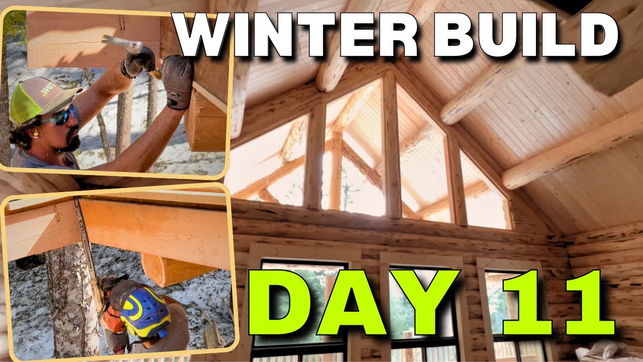 Day 11 | Extreme Log Cabin Winter Build | Ice & Water Shield/Window Install