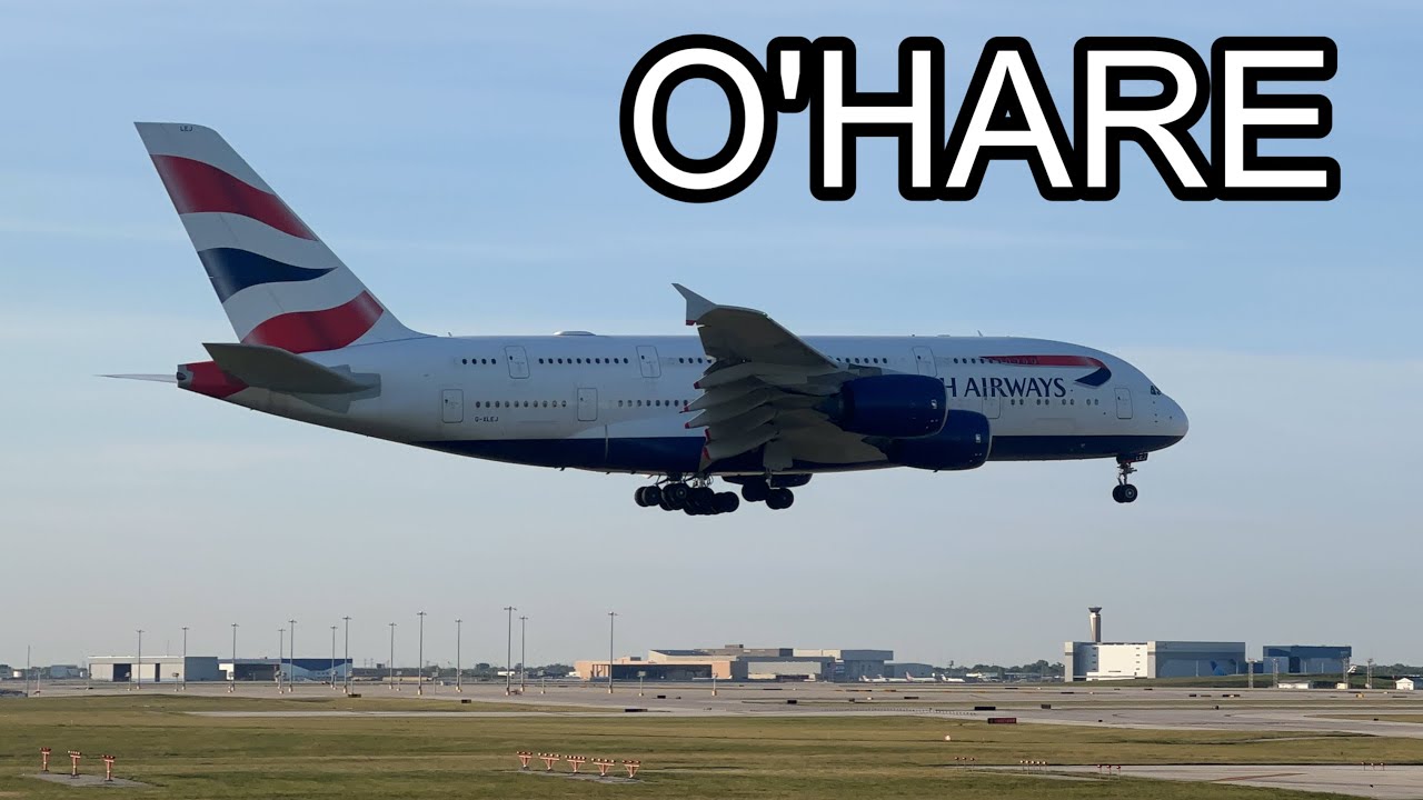 (4K) SUNSET O'HARE SUNSET PLANESPOTTING - Jumbo Jets