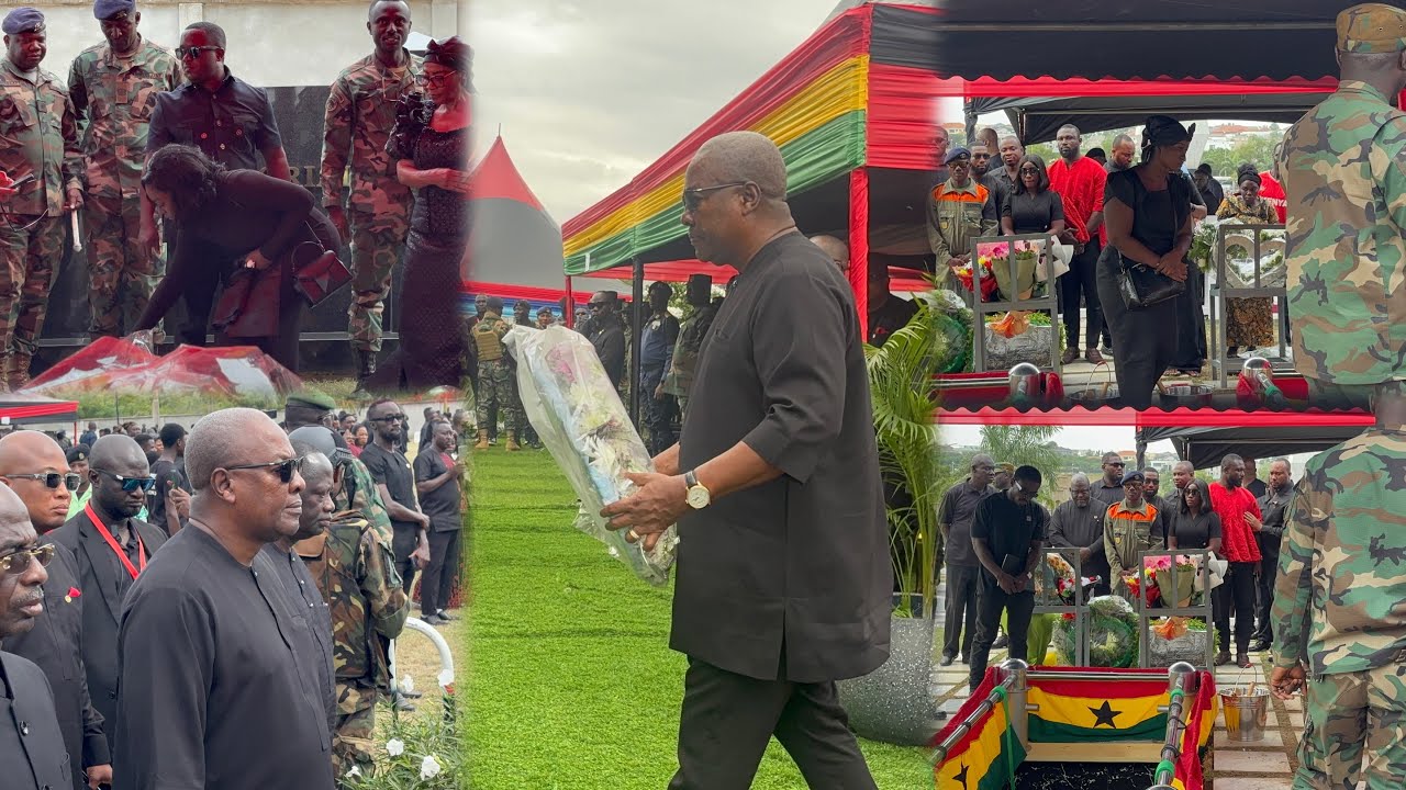 Prez Mahama says final goodbye to Dr Omane Boamah at cemetery as wife weeps on the grave💔 