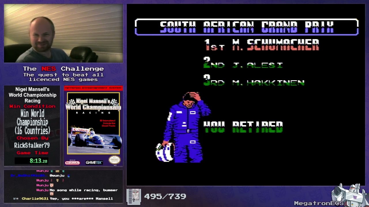 NES Challenge: Game #495: Nigel Mansell's World Championship(part 1)