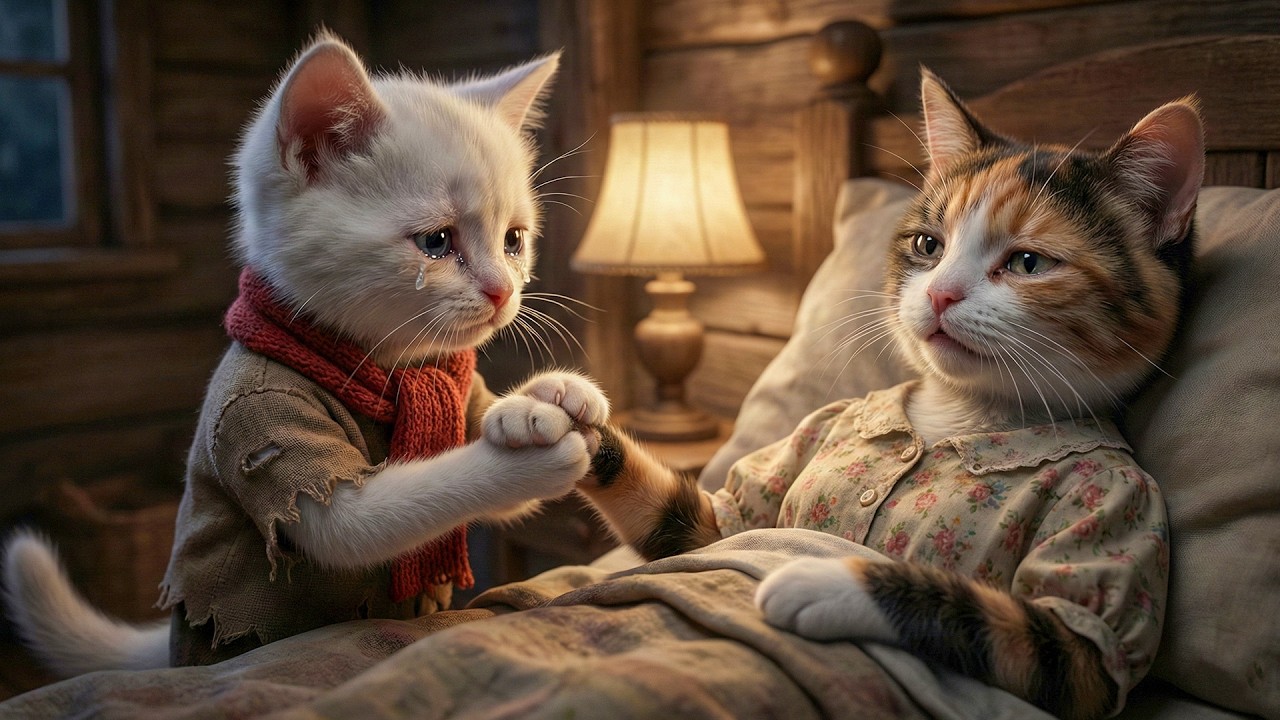 Kitten Caring for Sick Mother in Cold Days ❄️😿