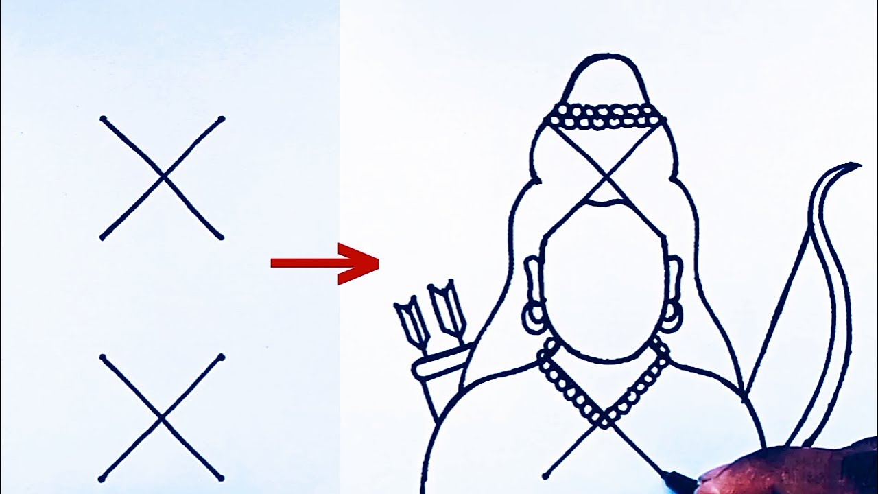 Easy Lord Shree Ram drawing from 2×4 dots easy step by step // Shree Ram Navami Rangoli