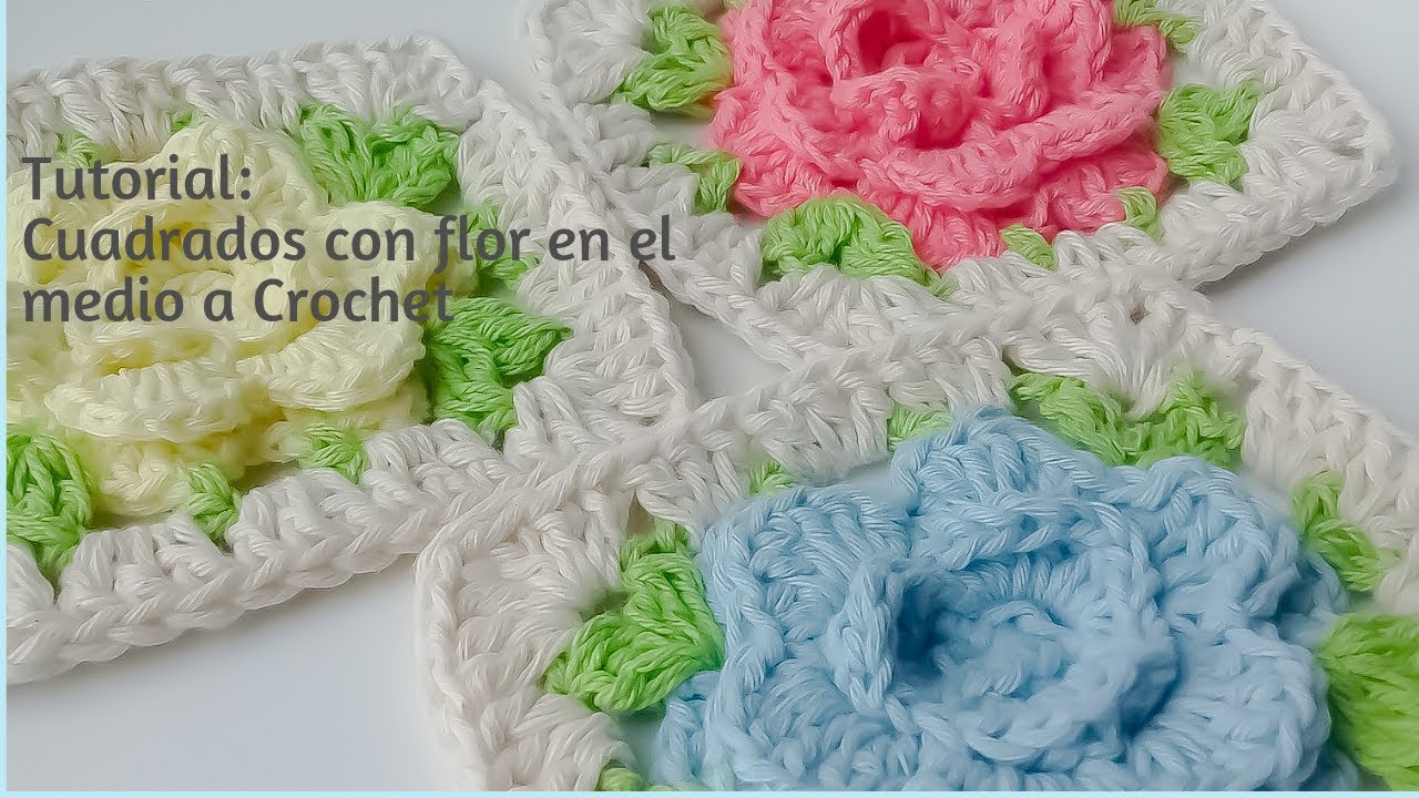 Cuadrados con flor a crochet #cuadrados #square #easycrochet