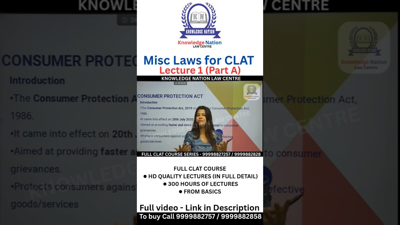 Misc. Laws for CLAT | Full CLAT HD Quality Lectures by Knowledge Nation Law Centre | Call 9999882757